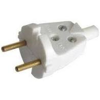 Вилка В6-001 6А 250В (полистирол, прямая, белая, с кембриком) Витебск