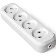 Колодка 4 гн. 10А 250В (АБС-пластик, белая, земля) E204 UNIVersal 