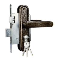 Замок врезной цилиндровый с защелкой в комплекте с ручкой ЗВ4.3/03 (бронза антик) 4кл. АБСОЛЮТ