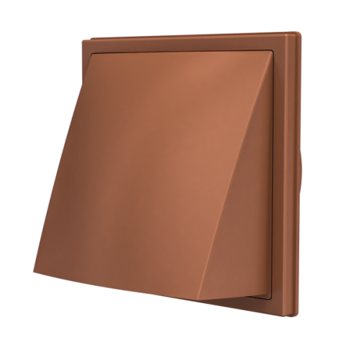 Стенной выход вентиляционный вытяжной с обратным клапаном ASA 150х150 с фланцем D100 коричневый