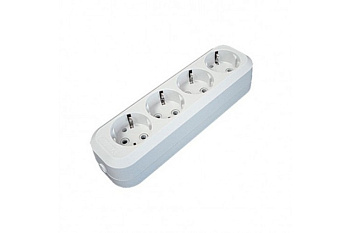 Колодка 4 гн. 16А 250В (АБС-пластик, белая, земля) E304 UNIVersal 