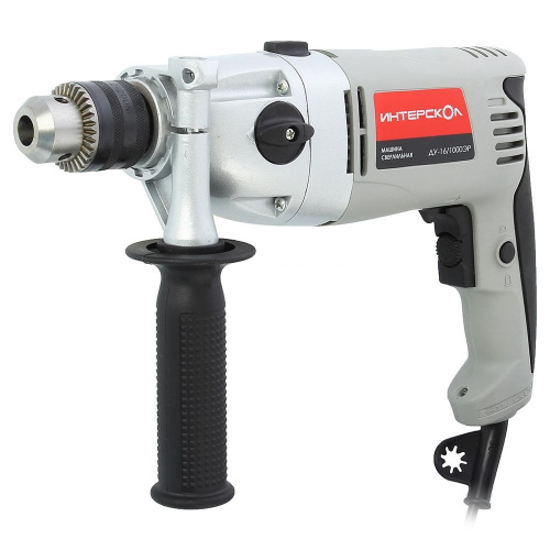 ИНТЕРСКОЛ Дрель ударная ДУ-16/1000ЭР (1000Вт,16мм, 2 скорости, мет редуктор, реверс, 2,8кг, коробка)