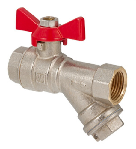 Кран шаровый ВН/ВН 1/2"  (F/F) фильтра бабочка, латунь