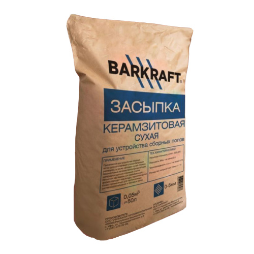 BARKRAFT Гравий керамзитовый (сухая засыпка) фр. 0:5 мм (50л)