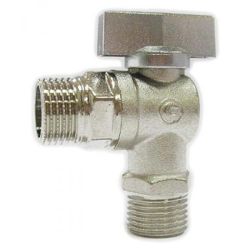 Кран шаровый для стиральных машин НР/НР 1/2" х 1/2" угловой, латунь (20/160)