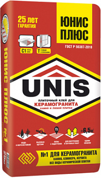 ЮНИС PLUS Клей для плитки УСИЛЕННЫЙ  (25 кг) 48шт/под