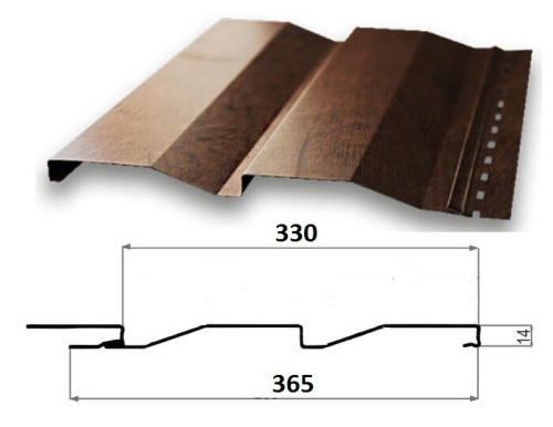 Сайдинг металлический "Корабельная рейка" RAL 1014 слоновая кость шир. 0,270 (раб. 0,240)