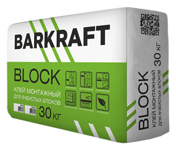 BARKRAFT Клей монтажный "BLOCK" цементный (30кг) 48шт./пал ЗИМНИЙ
