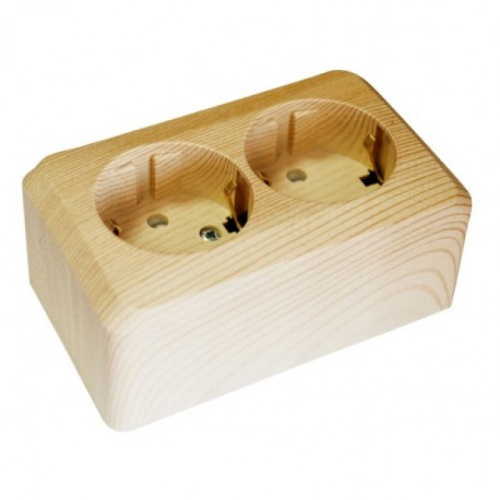 Розетка Этюд 2ОП с заземл с защ шторками сосна