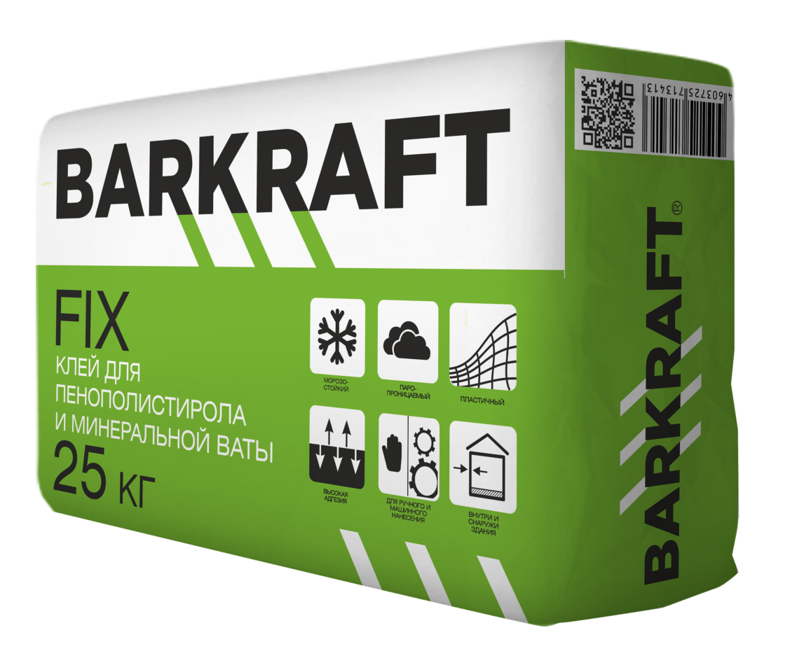 Купить BARKRAFT Клей для пенополистирола и минваты "FIX" (25кг) 56шт./пал в Уфе и Иглино - строительный магазин 33 Сантиметра